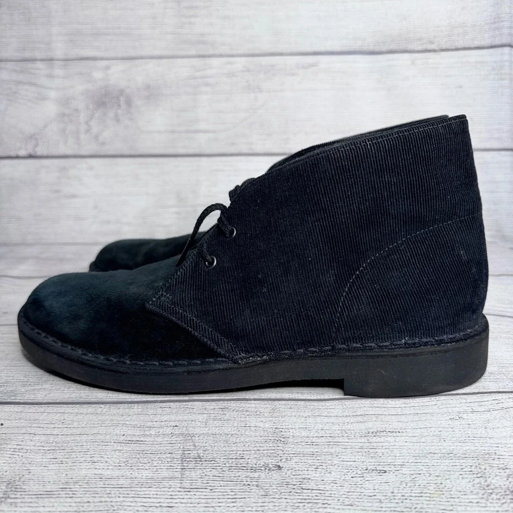 Clarks Mens Black Suede Corduroy Desert Chukka Boots 261396547090 Size 10‎ M